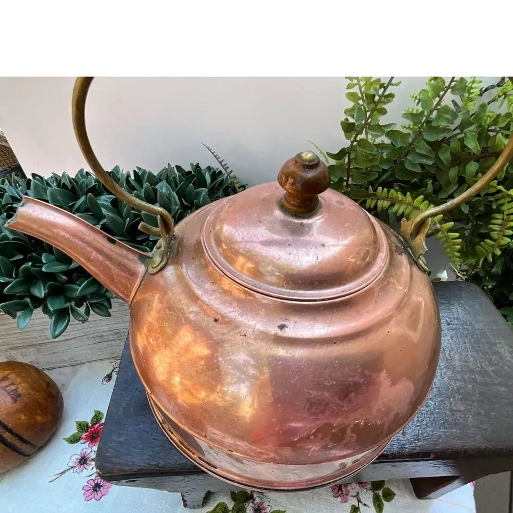 Copper tea pot antique copper tea kettle beautiful vintage pot